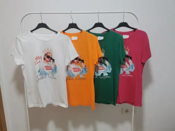 camiseta mujer selfie surtido color manga corta